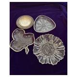 Small Glass and Crystal Serving Dishes and Silver and Glass Coaster