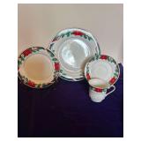 Christmas China for 8- Tienshan China, 8Plates, Luncheon Plates and Cups with Saucers