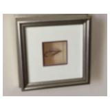 Framed fly fishing art, 10 x 10