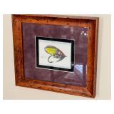 Framed fly fishing art, 10 1/2 x 11 1/2”