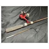 Rod with fishing reel combination