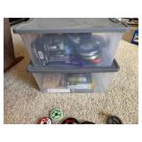 Spools of fishing line and leaders