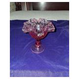 Vintage Pink Depression Glass Footed, Fluted, Candy Dish