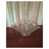 Vintage Large Pressed Glass Feather Basket