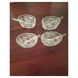 4 Lead Crystal Salt Cellars Complete with Plastic Spoons