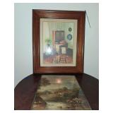 2 Framed Pictures 14 x 17 Wood Framed and 9 x 12 Metal Framed