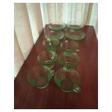 Vintage Green Depression Glass - 6 Teacups and 4 Plates