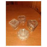 4 Covered Dishes, Refrigerater Dish, Cheese, Footed and Heart