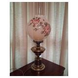 Vintage Victorian-style "Gone With the Wind" (GWTW) Hand-Painted Floral Hurricane Lamp