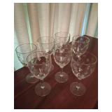 7 Vintage “Criss-Cross & Punties” Water or Wine Goblet by the Standard Glass Company 1930s
