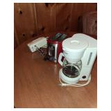 Assorted Small Kitchen Appliances Coffe Pot, Toaster, Hand Mixer