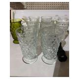 9 Cubist Drinking Glasses Whitehall, 1 Green