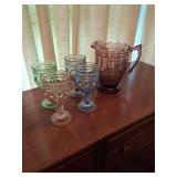 Pitcher and 4 Water Goblets