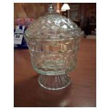 VintageCube/Cubist Pattern Glass Pedestal Candy Dish with a Lid