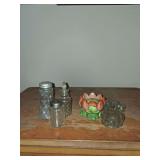 3 Flower Frogs, Salt Shaker, Sugar Shaker and Cruet