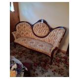 Victorian-Style Carved Mahogany Sofa or Settee