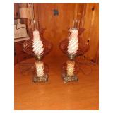 Pair of Pink Glass Lamps