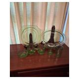 Green Vaseline Depression Glass
