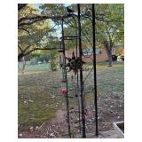 Trellis with 5 Wind Chimes and a Hummingbird Feeder