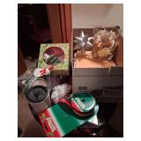 Assorted Christmas Ribbon, Bows, Wrapping Paper and Night Lights