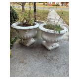 2 Cement Pedestal Planters