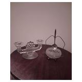 Vintage Glass Jam Jar and Fostoria American Double Flat Foot Candlestick