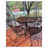 Vintage Wrought Iron Mesh Patio Dining Set