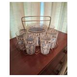 Vintage Jeannette Glass "Hellenic" Blue and White Barware Set with Wedgwood-Style Pattern