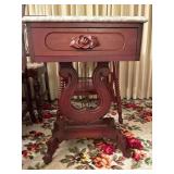 19”Wx15”Dx26”H Vintage Italian Victorian-Style Mahogany Lyre-Harp Side Table