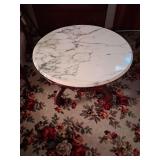 32" Marble Top Round Coffee Table with Mahogany Base