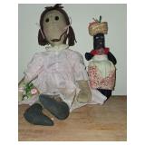 Vintage Handmade Primitive Cloth Doll and Vintage Jamaican Folk Art Momma Rag Doll