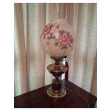 Vintage Victorian-style "Gone With the Wind" (GWTW) Hand-Painted Floral Hurricane Lamp