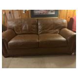 85” Light Brown Leather Sofa