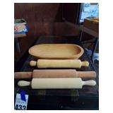 3 Rolling Pins and Bread Bowl