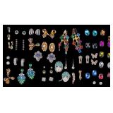 Rhinestone and Sterling Earrings (30 pairs)