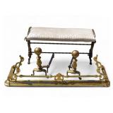 Brass Andirons, Fender, & Bench