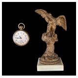Waltham 8 Day Watch with Brass Eagle Stand