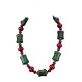 Green & Red Hardstone Bead Necklace + More Beads