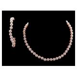 Pink Pearl Choker & Bracelet Set