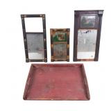 Federal Reverse Painted Mirrors and Wood Tray