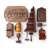 Treenware, Measures, and Wooden Shelf