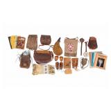 Native American Leather Pouches, Tomahawk, & More