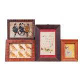Vintage American Folk Art (4 Framed)
