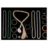 Collection of Four Silk Bead Necklaces, Bracelets