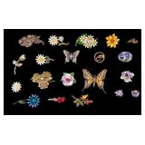 Vintage Floral Enamel Brooches