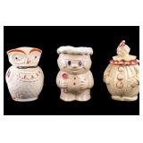 Pillsbury Doughboy, Clown, & Owl Cookie Jars