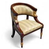 Egyptian Revival Directoire Mahogany Gilt Armchair