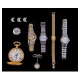 Movado, Seiko, Vint. Watch Pin + Pocketwatch