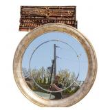 La Barge Large Round Mirror, Wrought Iron Rack
