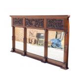 Mahogany Over-Mantel Mirror w/ 3 Panels